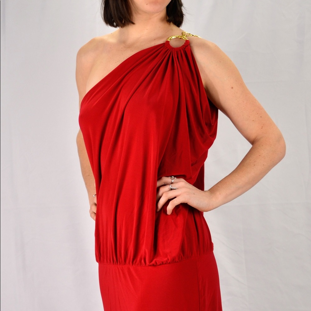 Cache one shoulder red dress